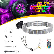 15.5 Rgb Chasing Flow Double Row Led Wheel Ring Rim Lights For Truck Car 4x