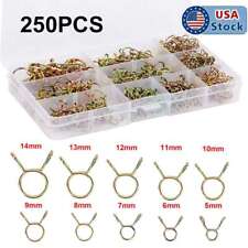 250pcs 5-14mm Hose Clamps Assortment Kit Steel Spring Clip Water Fuel Tube Air