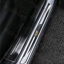 For Cadillac Carbon Fiber Car Door Welcome Plate Sill Scuff Cover Decal Sticker