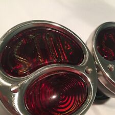 1928-31 Ford Model A Tail Lights With Stop Lens Polished Ss - 1 Pair