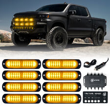Xprite 8 Pack Amber Led Grille Side Marker Strobe Lights Kit With Control Box