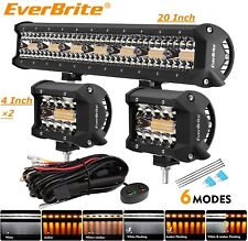 Everbrite 420w 20 Led Light Bar2pcs 60w 4 Led Pods 12v For Off Road Driving
