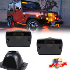 Fits Jeep 1987-1995 Wrangler Yj Smoked Front Turn Signal Parking Lights Housings