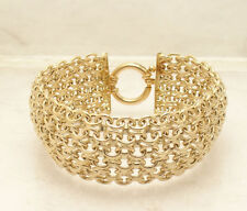 Bold Wide Domed High Polished Mosaic Oval Link Bracelet Real 14k Yellow Gold Qvc