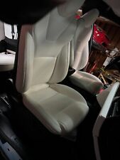 16-20 Tesla Model X P100d Front Middle Rear White Leather Seats Interior