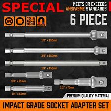 6 Pc 6 3 Impact Grade Socket Adapter Set 14 38 12 Drive 14 Hex Shank