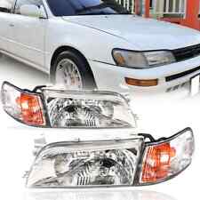 For 93-97 Corolla Jdm Version Euro Clear Headlights Amber Corner Signal Lamps