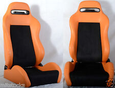 1 Pair Orange Black Racing Seat Reclinable Sliders All Ford Mustang