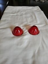 2 Vintage Domed Beehive Red Glass Tail Lights Lens 2.5 K D Lamp Co No 501-516