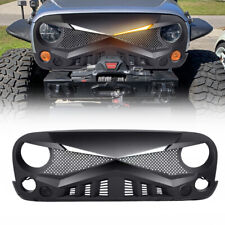 Front Bumper Grille Grill Wdrl Turn Signal Lights For 07-18 Jeep Wrangler Jk
