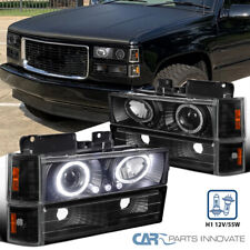 Fits 94-98 Gmc C10 Ck Sierra Suburban Black Projector Headlightscornerbumper