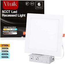 Vtuik 8-in 6 Pack 18w Dimmable Square Led Can Light Retrofit With Junction Box