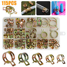 115pcs Hose Clamps Assortment Kit Spring Steel Clip Water Fuel Tube Air Pipe Us