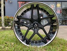 22 Azad Matte Black Chrome Lip Wheels And Tires Floating Cap Mercedes Bmw