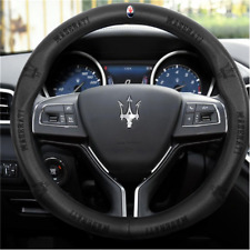 38cm Black Genuine Leather Pinhole Car Steering Wheel Cover For Maserati Ghibli