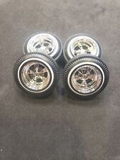 124 -125 Scale American Muscle Hot Rod 5 Spoke Chrome Rims White Wall Tires