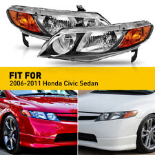 2x For 06-11 Honda Civic Sedan Black Housing Clear Corner Headlight Head Lamp O