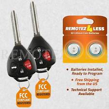 2 New Uncut Keyless 4 Button Remote Key Fob W G Chip For Toyota Corolla Avalon