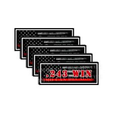 .243 Win Ammo Can Decal Gun Ammunition Box Sticker Red Line American Flag 5 Pk