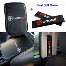 Carbon Fiber Car Center Armrest Cushion Pad Cover Seat Belt Cover Set For Dodge