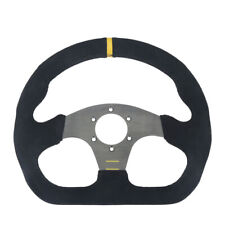 325mm Universal Rally Race Flat Drift Black Steering Wheel Sport Suede Leather