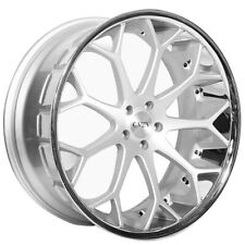 22 Staggered Azad Wheels Az99 Silver With Chrome Ss Lip Rims And Tires W Tpms