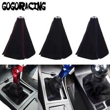 Shift Knob Shifter Boot Cover Universal Gear Black Suede Red Stitch For Honda