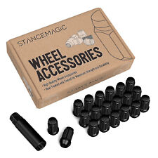 20 Black Wheel Lug Nuts 12-20 Threads Spline Acorn Cone Seat Closed End