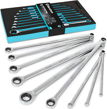 Extra Long Ratcheting Wrench Set Metric 9-piece 8-22mm Chrome Vanadium Steel