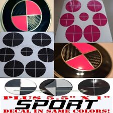 Black Carbon Fiber Hot Pink Sticker Overlay Sport Full Set Fit All Bmw Emblem