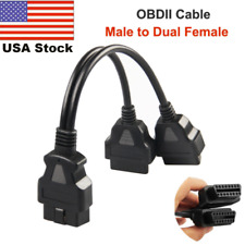 30cm Obd2 Splitter Extension Y Cable 16 Pin Male To Dual Female Adapter Black