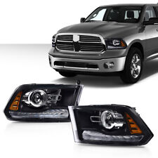 Fit For 2009-2018 Ram 1500 2500 3500 Amber Black Projector Headlights Wled Drl