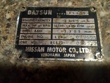 Original 1974-1978 Datsun 260z Engine Bay Compartment Data Plate Tag