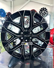 4 New - 22 Black Milled Chevy Snowflake Wheels Rim For Silverado Tahoe Suburban