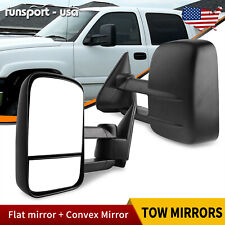 Pair Manual Tow Mirrors Textured Black For 99-07 Chevy Silverado 1500 2500 3500
