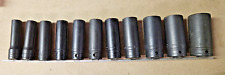 Snap-on 11 Piece 12 Drive Deep Socket Set Sae 12 Point Industrial Very Nice