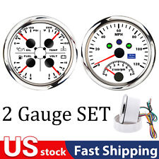 2 Gauge Set 85mm Gps Speedometer 120mph Wtacho 85mm 4 In 1 Fuel Water Oil Volt