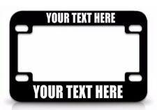 Custom Personalized Metal Black Motorcycle License Plate Frame White Font