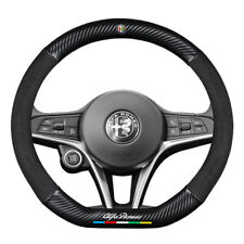 For Alfa Romeo Giulia Stelvio Tonale Carbon Fiber Leather Steering Wheel Cover