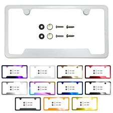License Plate Frame Stainless Steel With Metal Screw Caps Bottom Corner Cut Out
