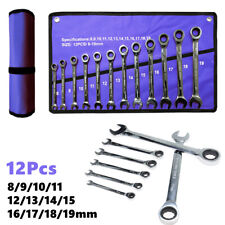 12pcs Ratcheting Combination Wrench Set Spanner Tool Set Metric 8-19mm
