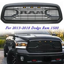 Grill For 2013-2018 Dodge Ram 1500 Front Bumper Grille Black Wlights Letters