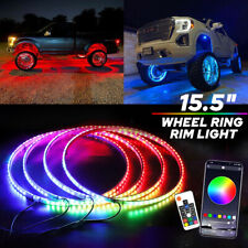 4x 15.5 Rgbchasing Wheel Ring Lights Led Rim Light Fo Truck Car Bluetooth App