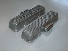 Vintage Cal Custom Sbc Chevy 9 Finned Aluminum Valve Covers 40-2050 Wbreathers