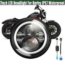Us 7inch Led Motorcycle Projector Drl Headlight Kit For Harley Flsti Flstc Flsts