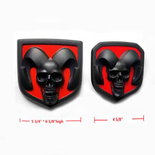 2x Oem Front Grille Tailgate Emblem Skull Badge Fit For 1500 2500 Black Red F