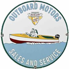 Vintage Mercury Outboard Motors Porcelain Sign Gas Station Pump Plate Oil Boat