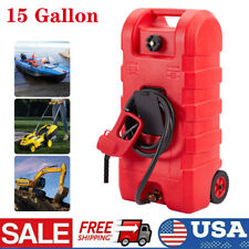 Fuel Caddy Portable Fuel Storage Tank 15 Gallon On-wheels With Manual Pump Red