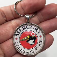 Vintage Mercury Merc Man Sales And Service Logo Sign Keychain