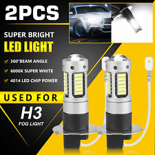 2pcs H3 Led Fog Driving Light Bulbs Conversion Kit Super Bright Drl 6000k White